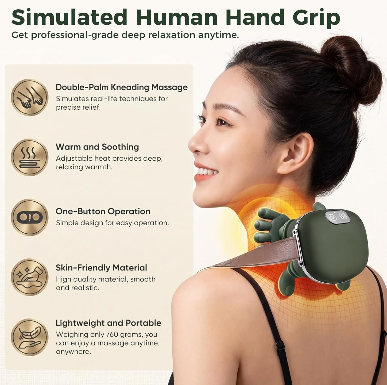 Electric Neck & Shoulder Massager with Heat Shiatsu 4D Kneading Pain Relief New