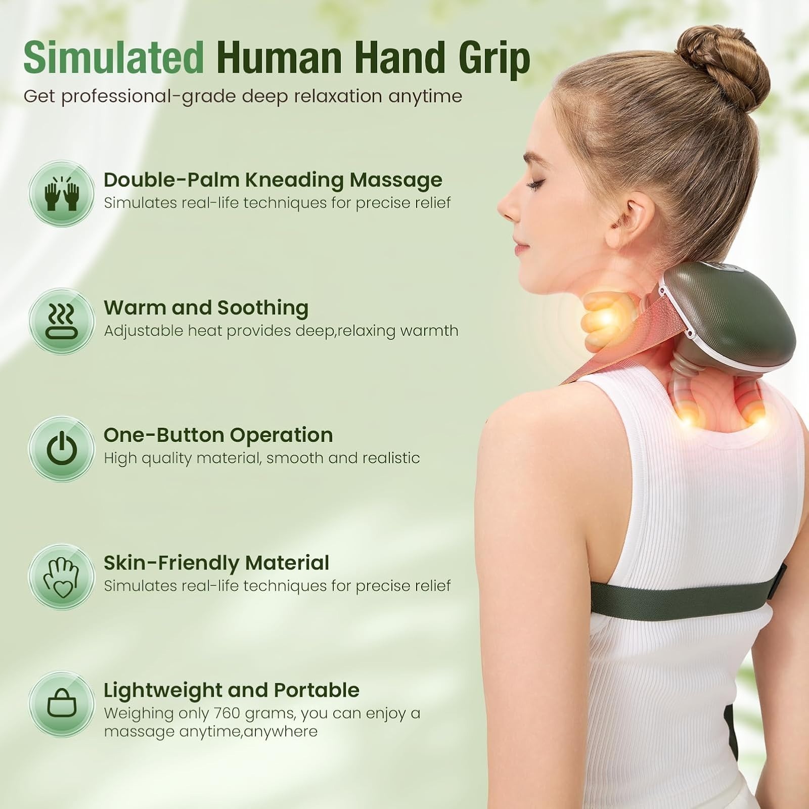 4D Wireless Neck Massager with Heat – Portable Pain Relief Device