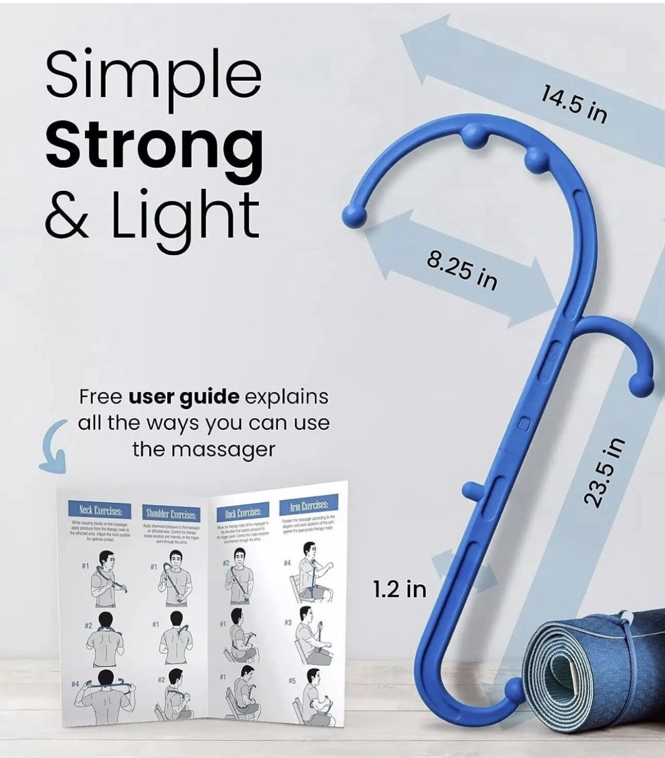 LiBa Back Neck & Foot Massager for Trigger Point Fibromyalgia Pain Relief -blue