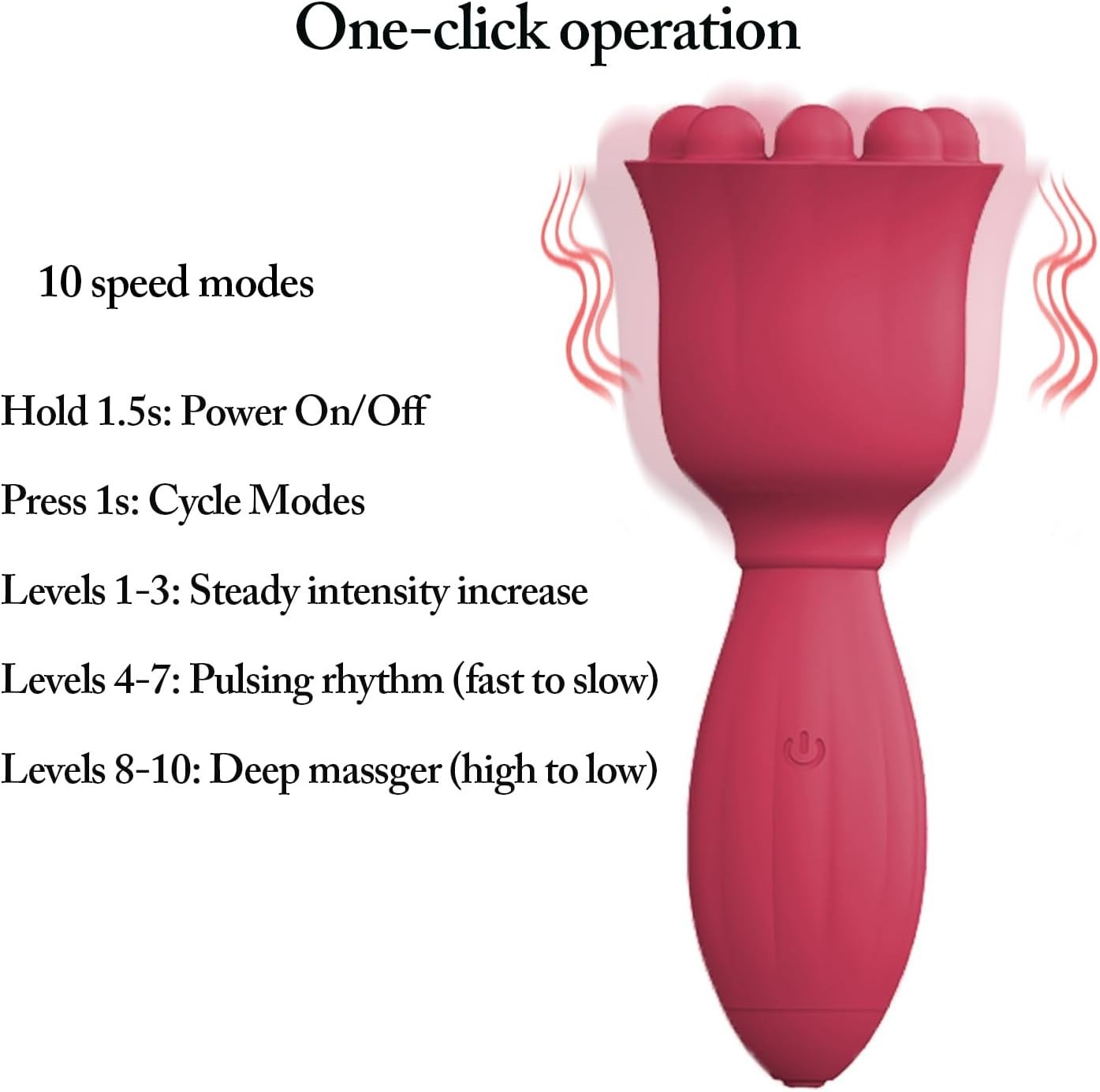 Professional-Grade Handheld Massager – 9 Nodes, Skin-Friendly, Red, 5.12 Inch