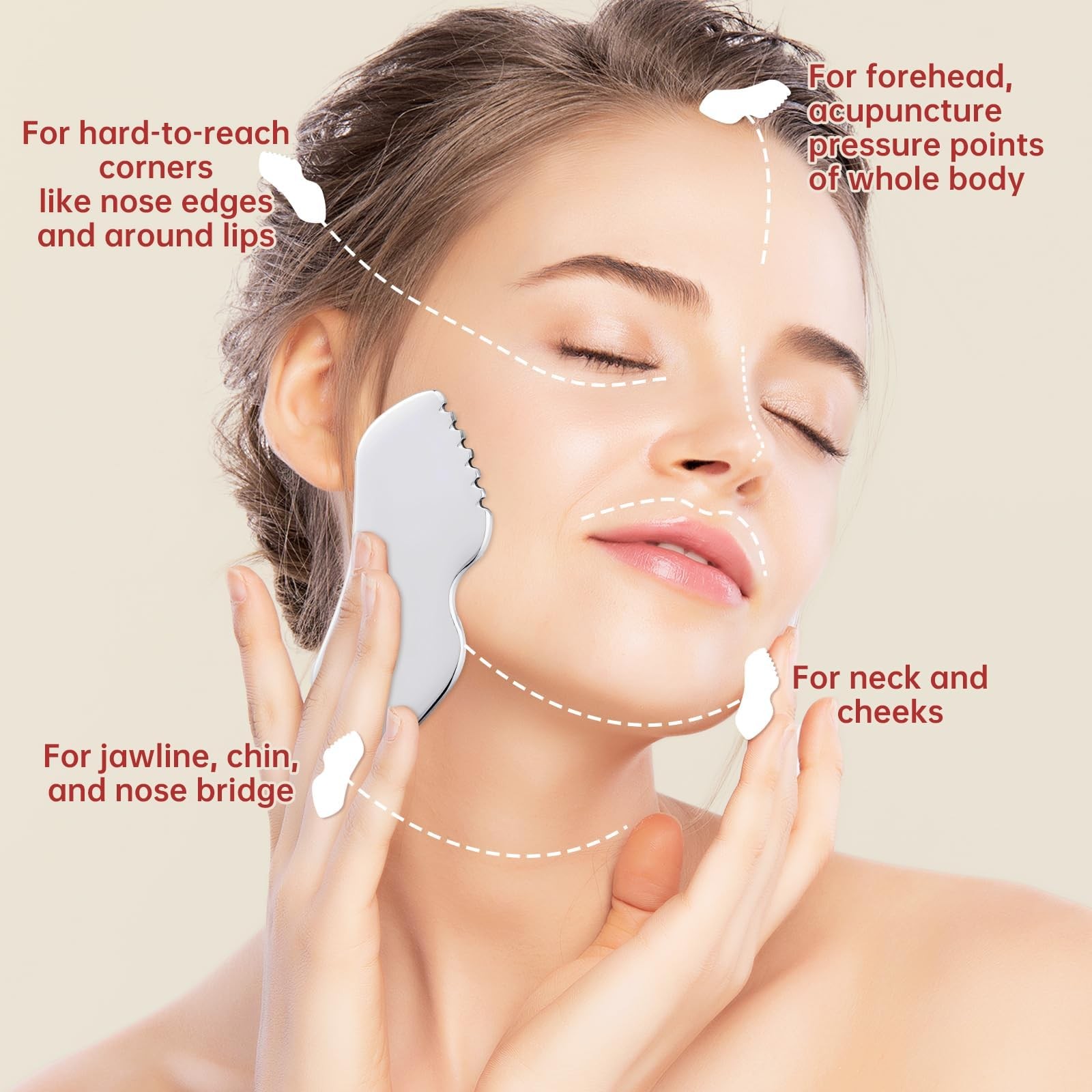 Stainless Steel Gua Sha Facial Tools Metal Detail Gua Sha Stone Body Lymphatic