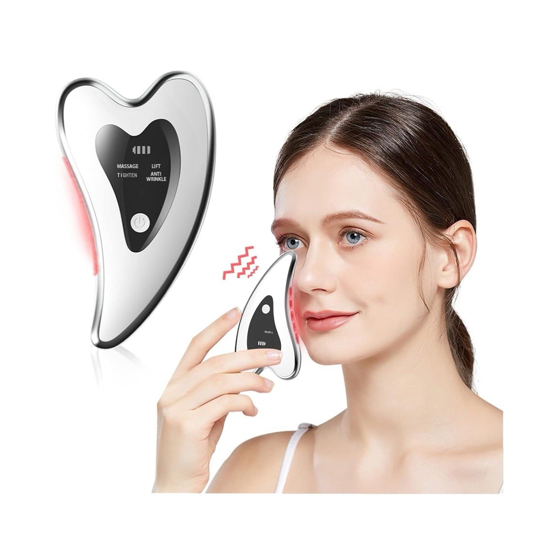 Heated Vibrating Face Massager MSH-205 Red Blue Light for Face Neck Jawline