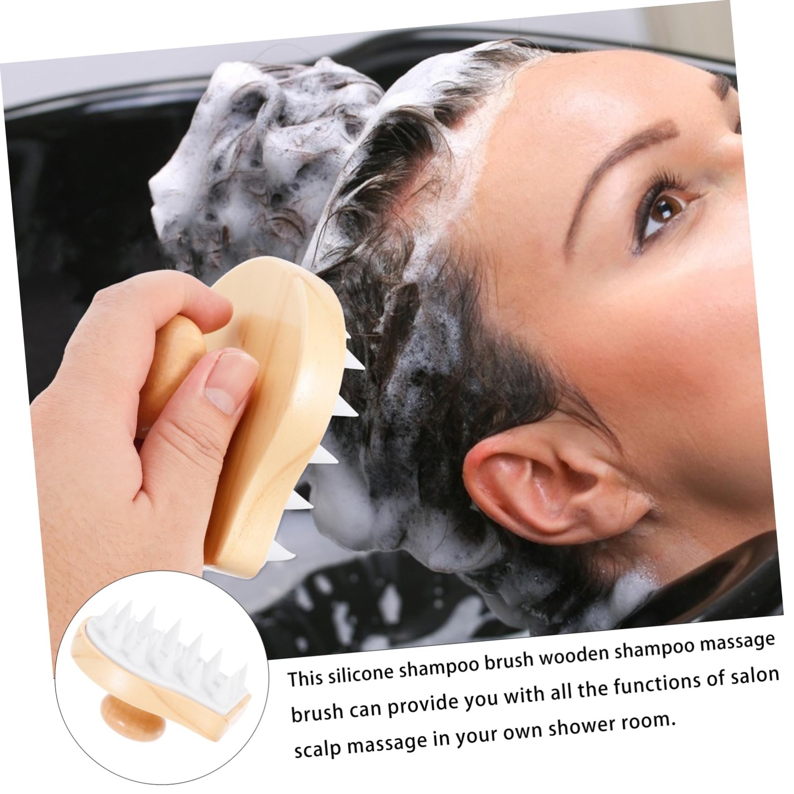 Wooden Handle Hair Cleansing Brush Ergonomic Scalp Massage Tool for Dandruff …
