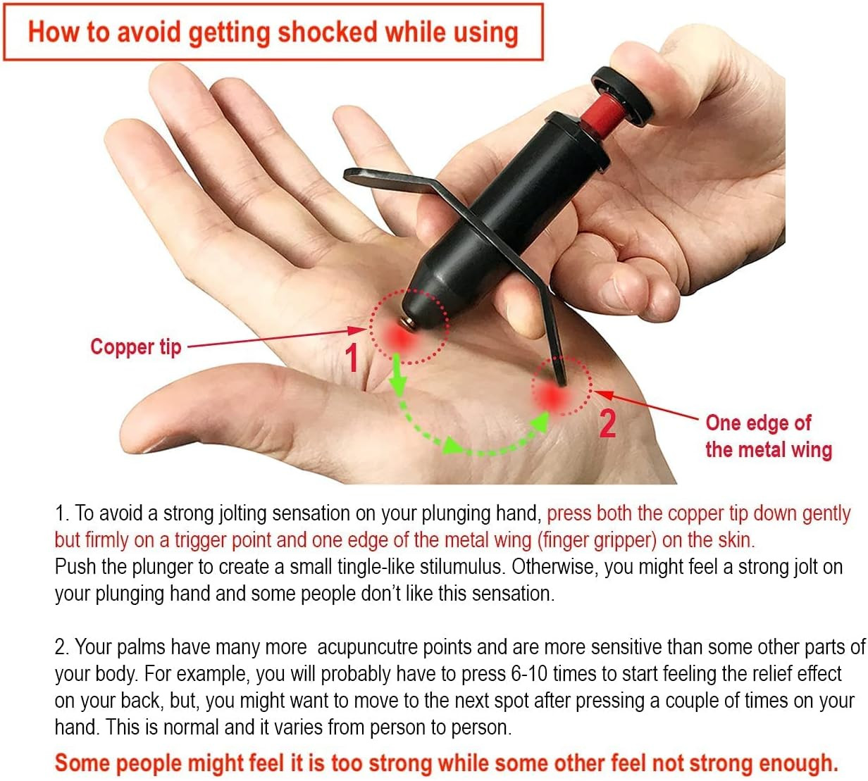 Trigger Point Stimulator Tool – Electric Current Sensation with No Needles No Ba