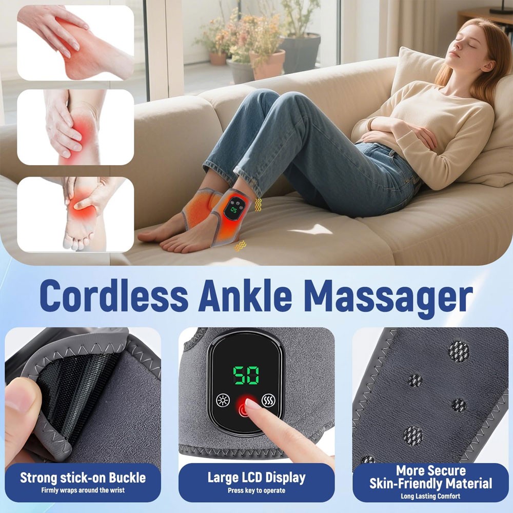 Electric Foot Ankle Vibration Massager Pain Relief infrared Hot Compress Therapy