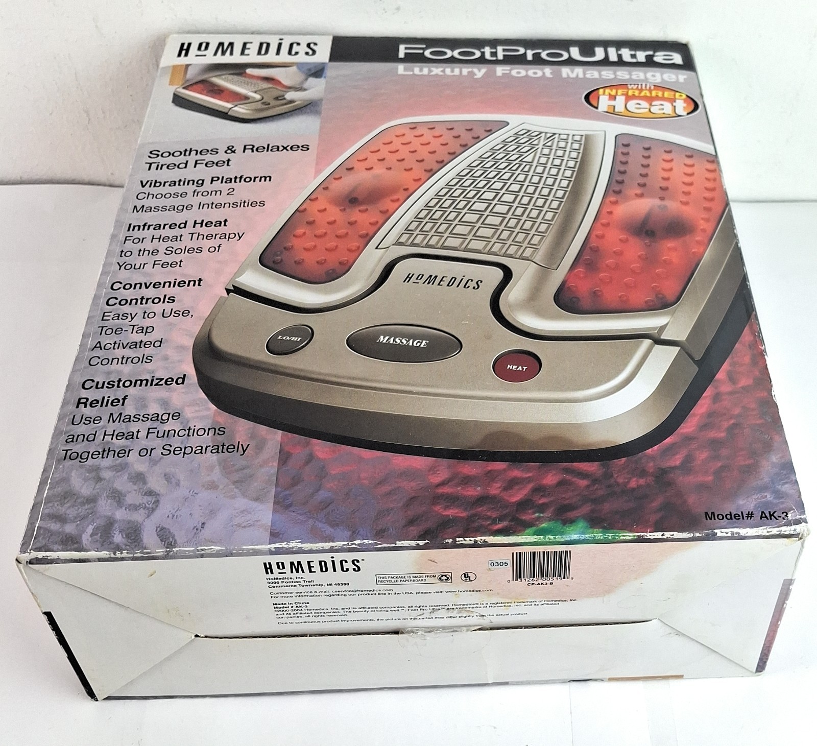 HoMedics Foot Pro Ultra Luxury Foot Massager Infrared Heat Model AK-3 New In Box
