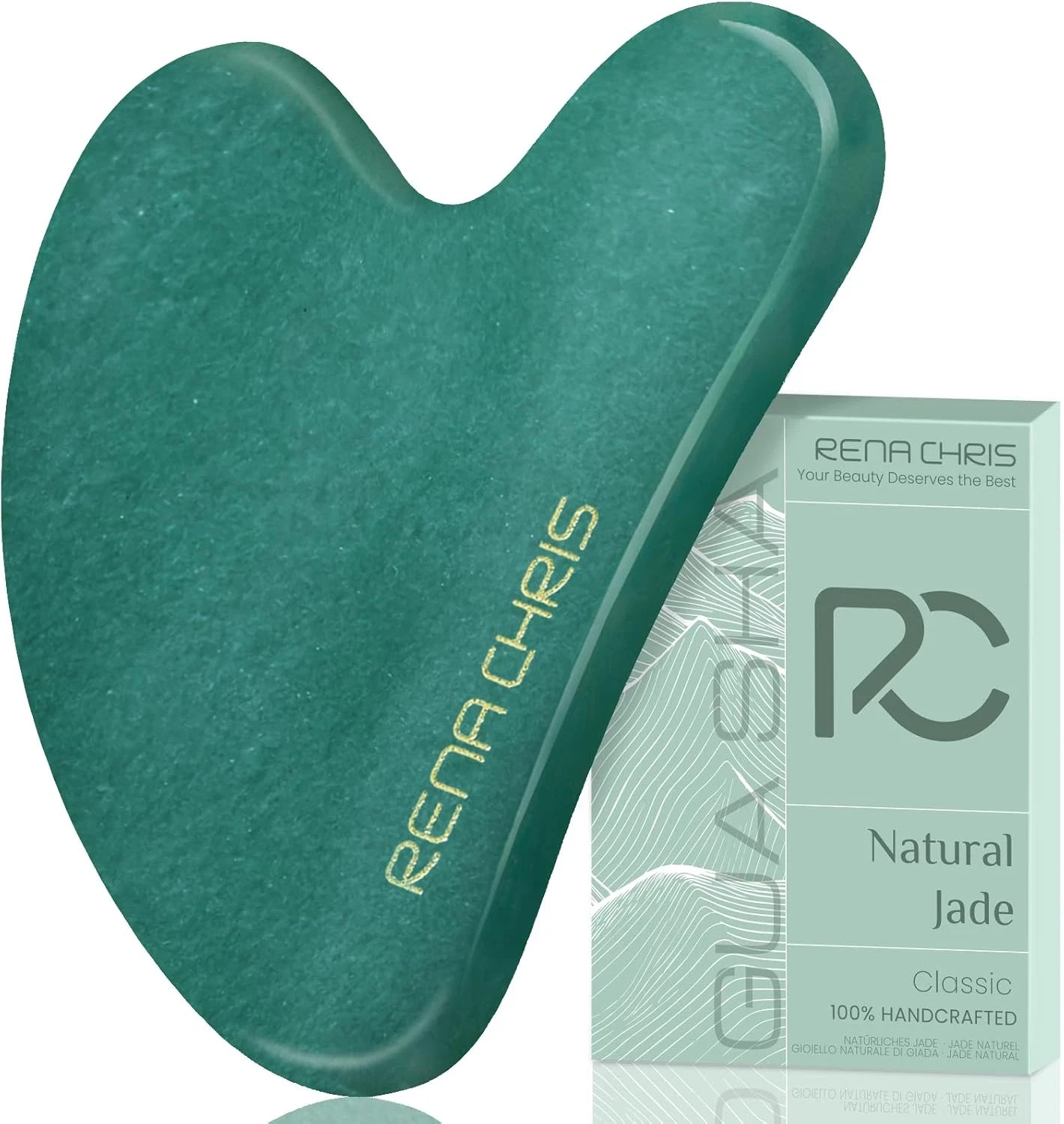 Gua Sha Facial Tools: Natural Jade Stone Guasha Tool for Face Acupuncture Therap
