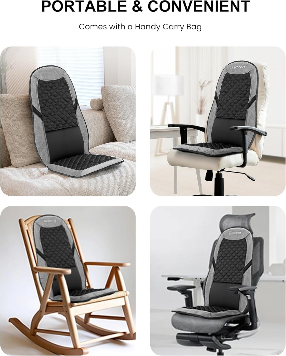 COMFIER Back Massager with Heat,Massage Chair Pad,Massage Seat Cushion with Adju