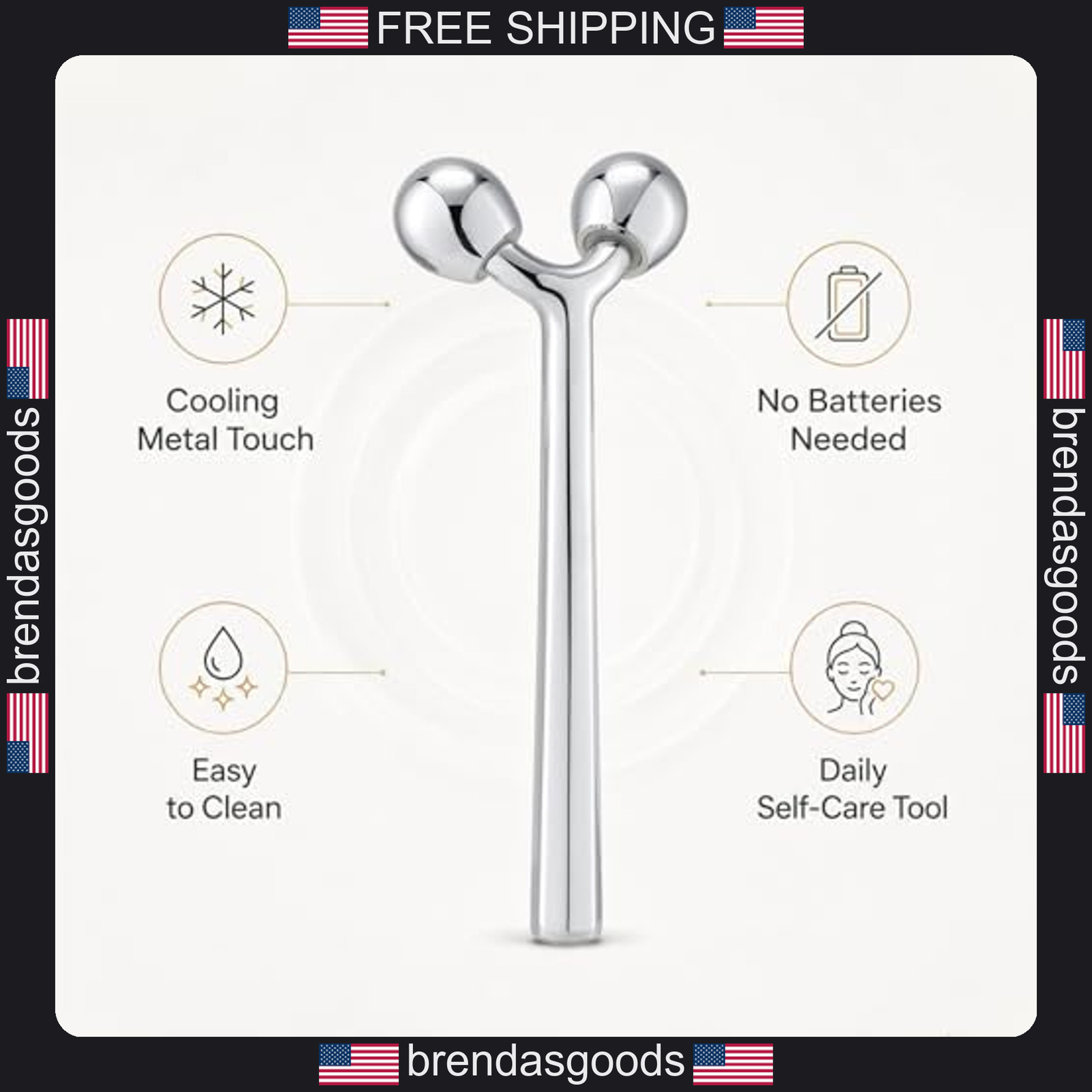 Facial Roller Massager Zinc Alloy for Anti-Aging and Puffiness Reduction