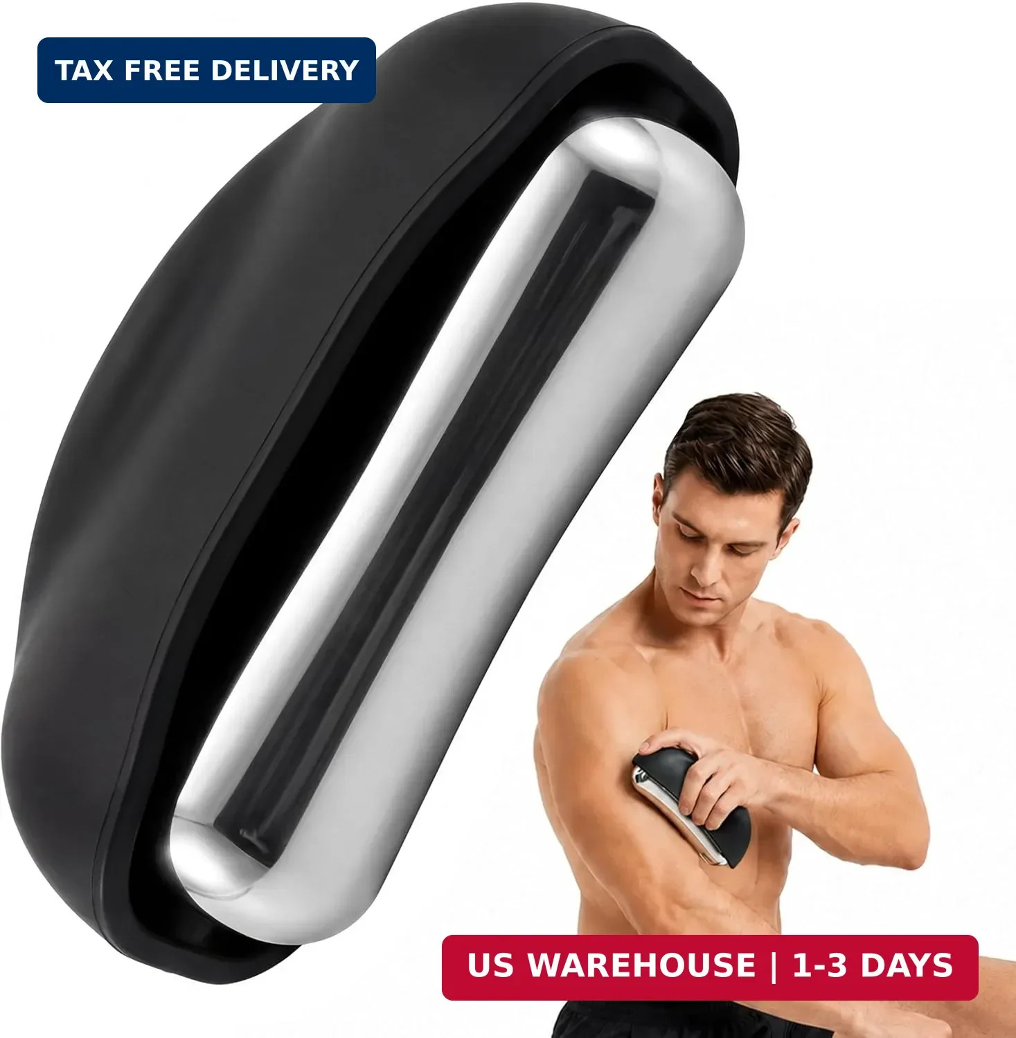 Cooling Massage Roller for Deep Tissue with Ergonomic Handle, 360° Easy-Glide Ic