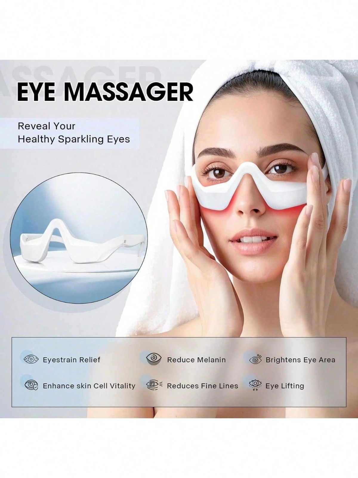 Radiant Eye Therapy Massager Red Light Care Smooth Bright Youthful Skin