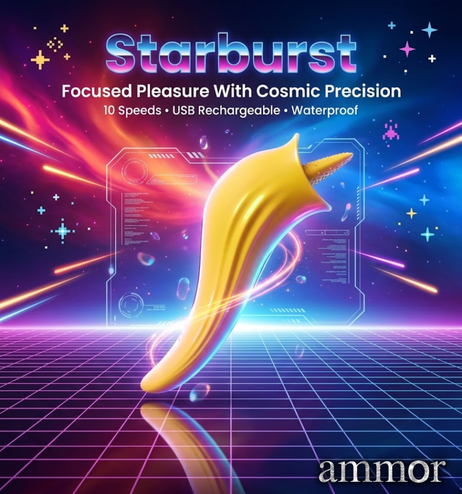 Starburst Licking Vibrator (Yellow)