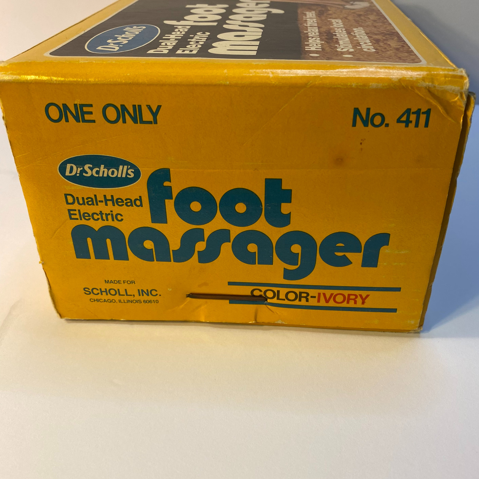Dr Scholl’s Foot Massager Hands Free Vibrating Dual Head 1970s w/Advertising Box