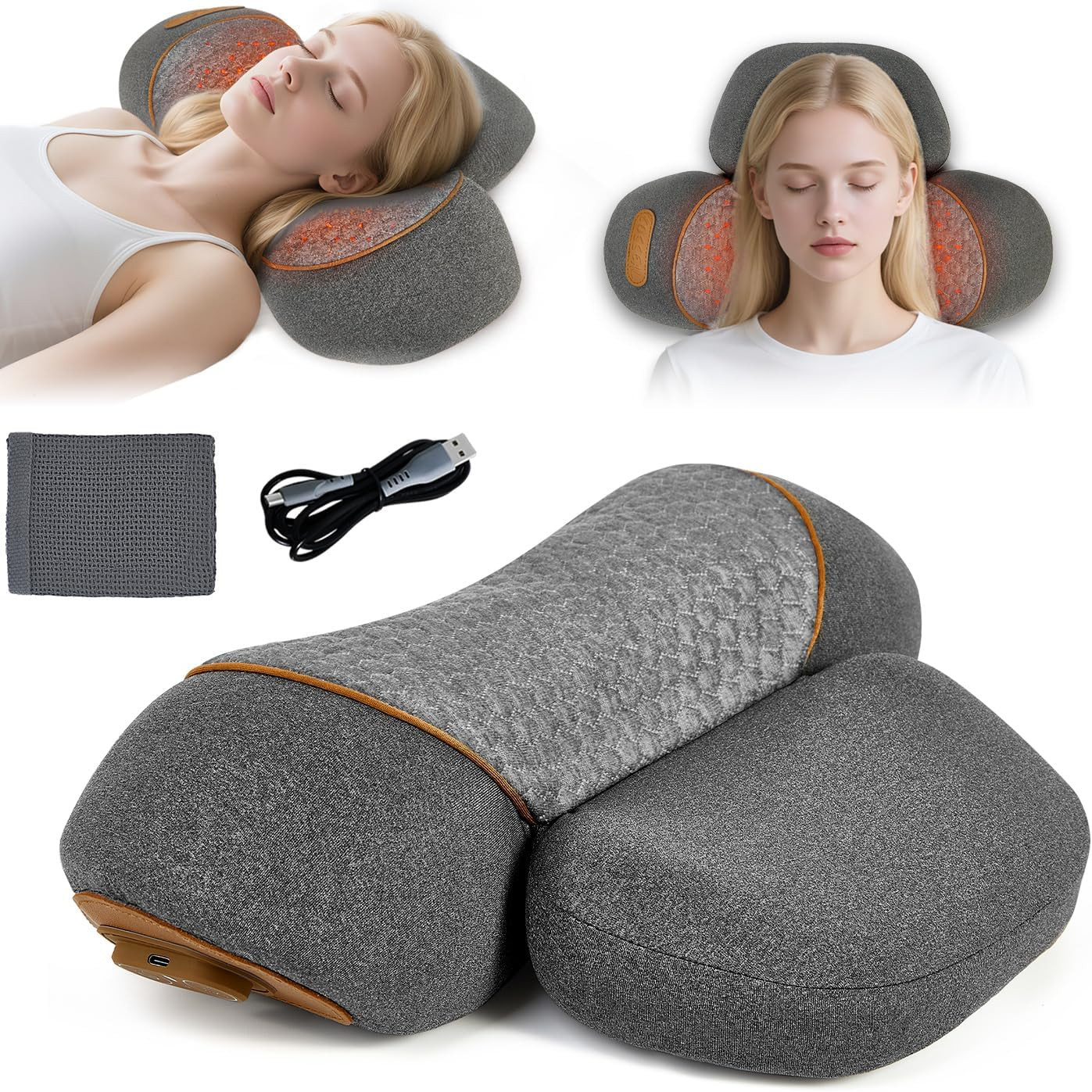 Gifts for Family, 3-In-1 Electric Neck Massager Pillow for Bed – Pillow Massage