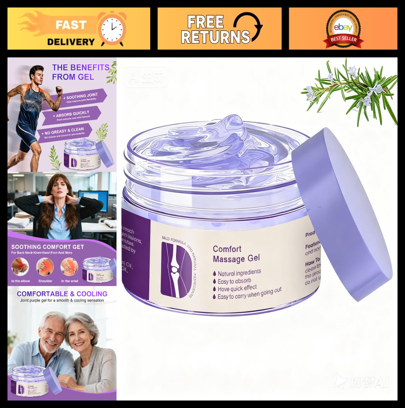 Joint Comfort Gel for Neck, Back, Knees & Feet – Soothing, Fast Absorbing, Non-G