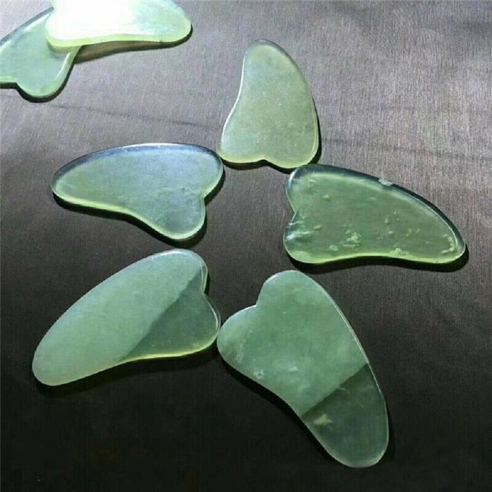 Gua Sha Natural Green Jade Quartz Crystal Stone Crystal Body Massage Board Tool