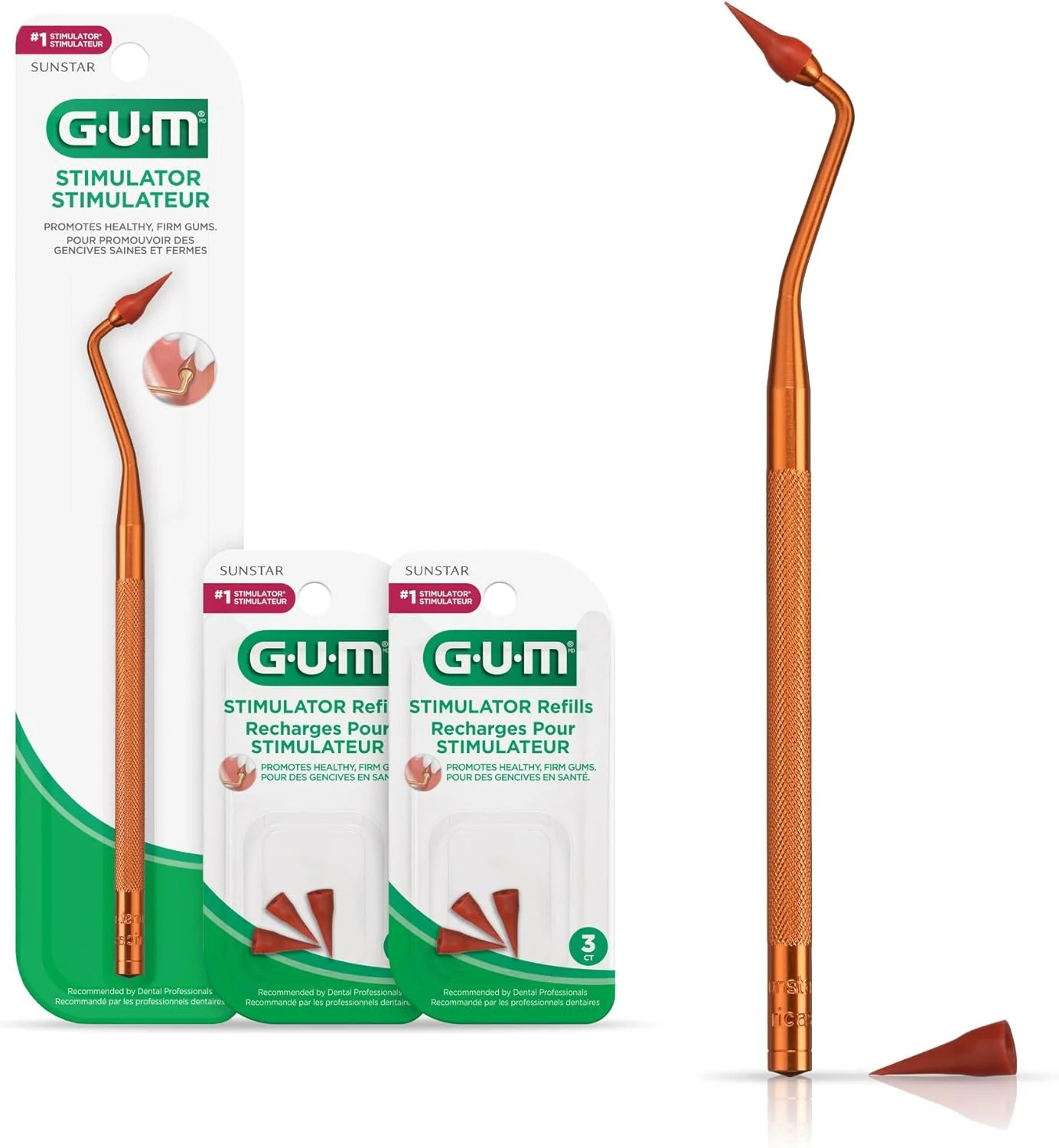 GUM Stimulator Permanent Handle – Long Handled Massager 1 Count (Pack of 3)