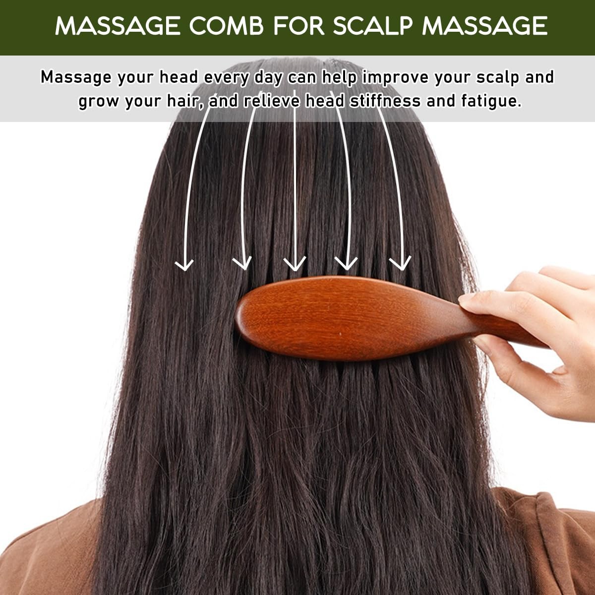 Wooden Scalp Massage Comb – Sandalwood Head Massager Tool, Gua Sha Brush for …