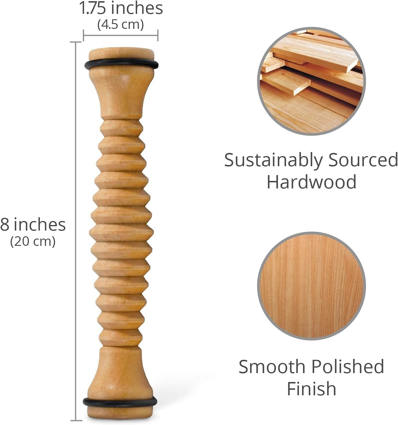 Wooden Foot Roller Massager for Plantar Fasciitis and Stress Relief