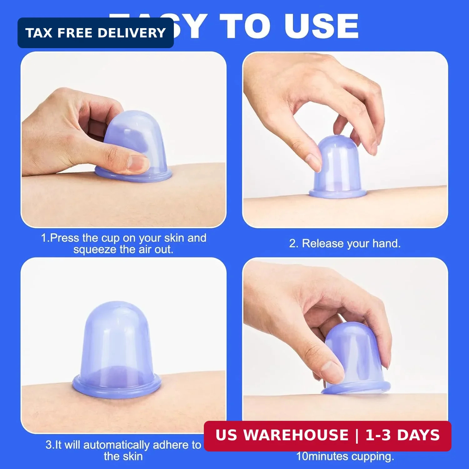 Silicone Cups for Cupping Therapy Included 4 Pcs Cups and 1 Pc Bag,Cupping Kit f