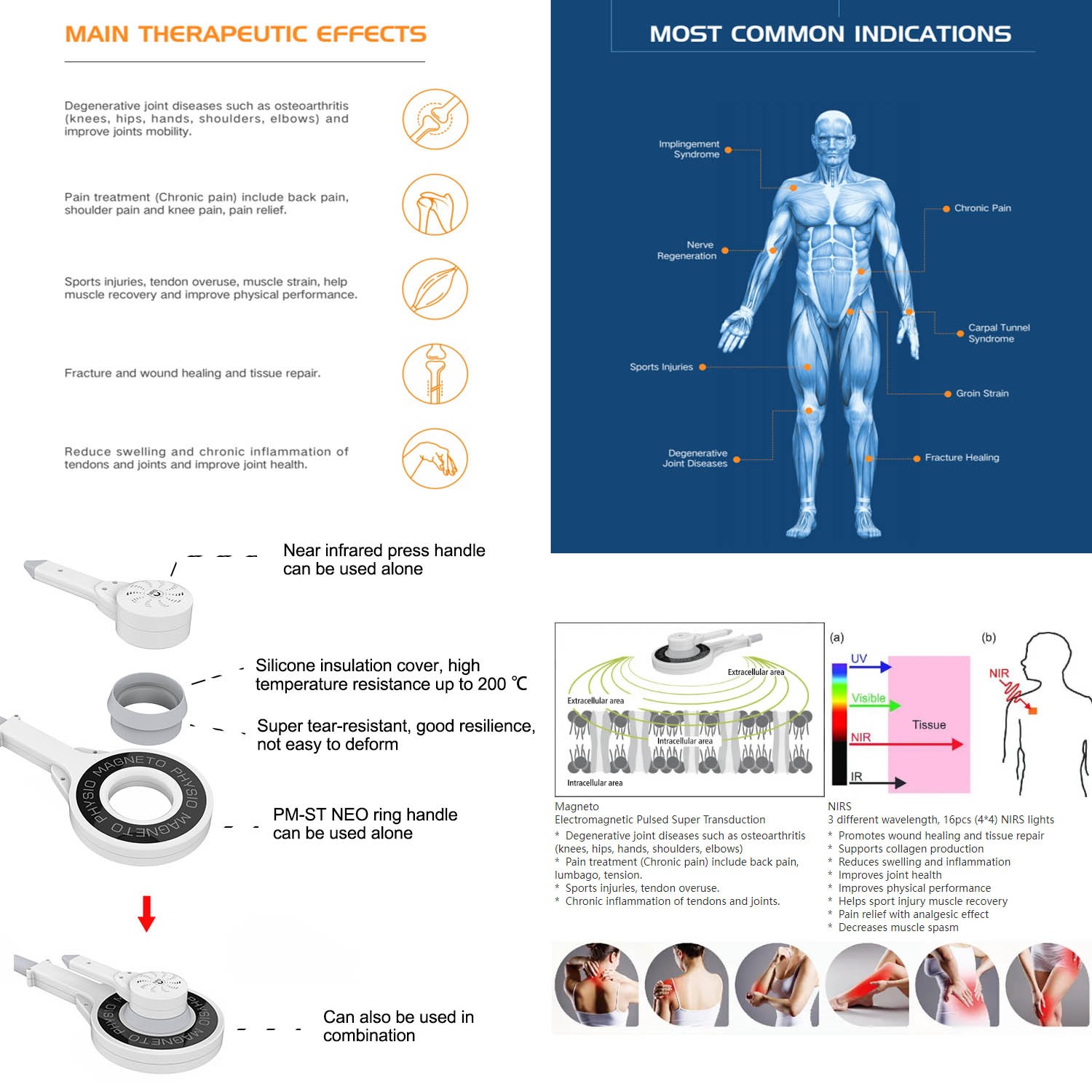 2in1 PMST NIRS PEMF EMTT Physio Magneto Therapy Bone Body Regeneration Machine
