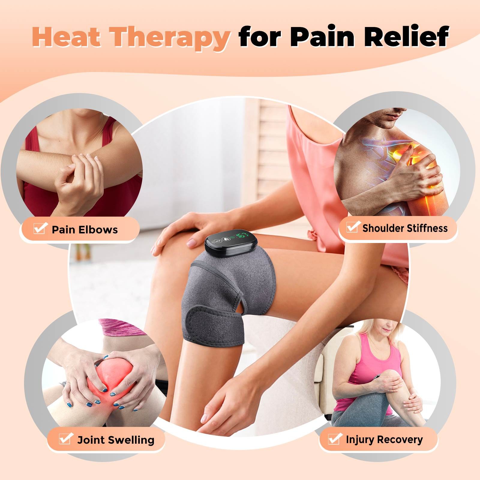 Electric Heated Shoulder & Knee Massager w/ Vibration Therapy Joint Pain Relief