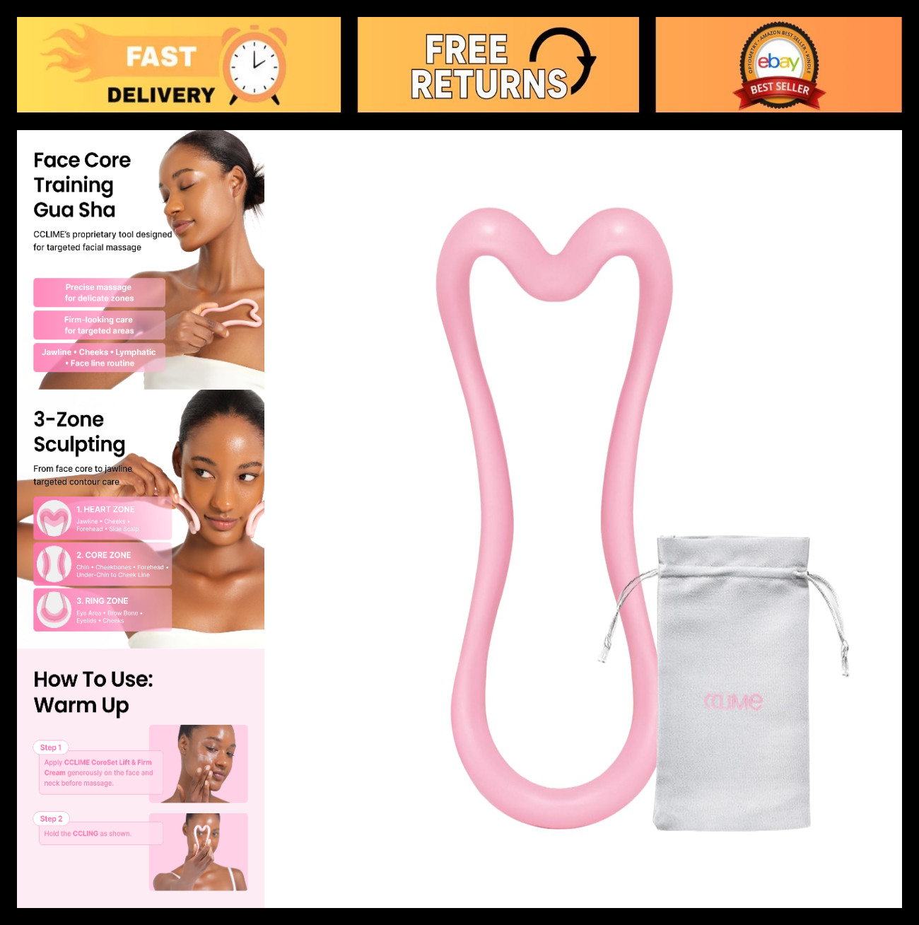 Ceramic Gua Sha Tool for Face & Body – Lymphatic Drainage, Sculpting, Jawline Sh