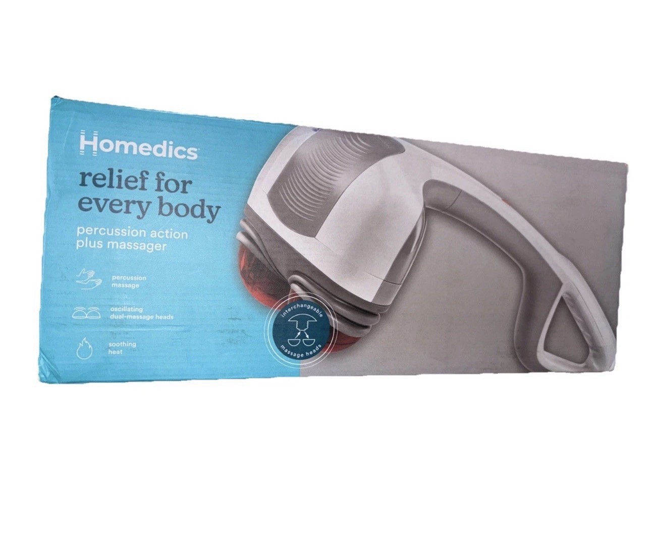 Homedics Percussion Action Heated Massager Handheld Portable Heat Back Body Neck