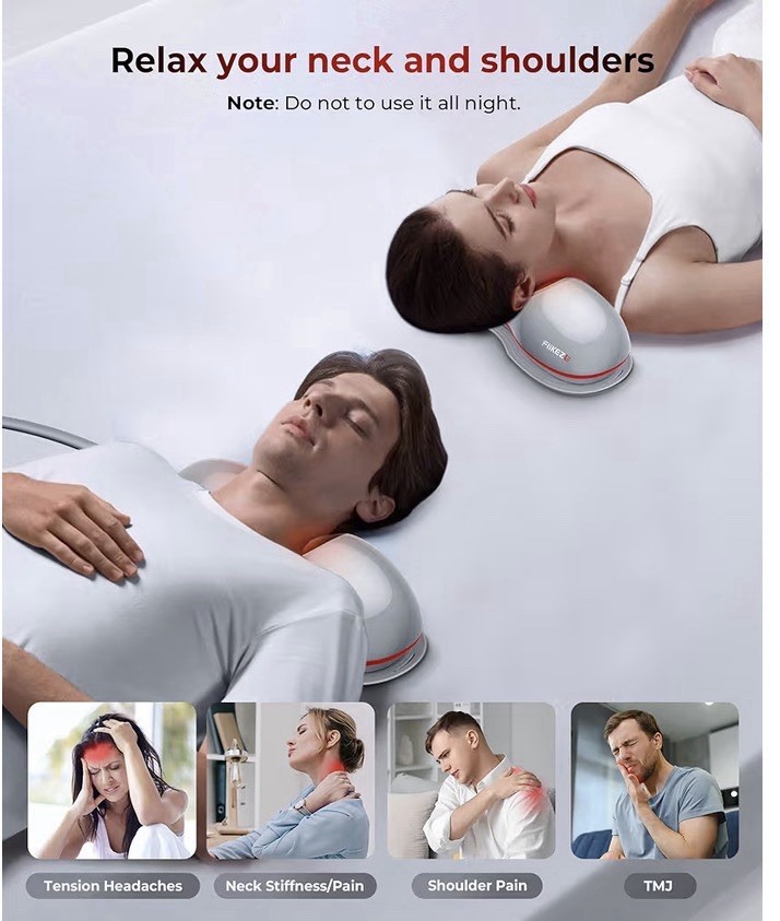Heated Neck Stretcher with Red Light Therapy, Wireless Cervical Traction Device