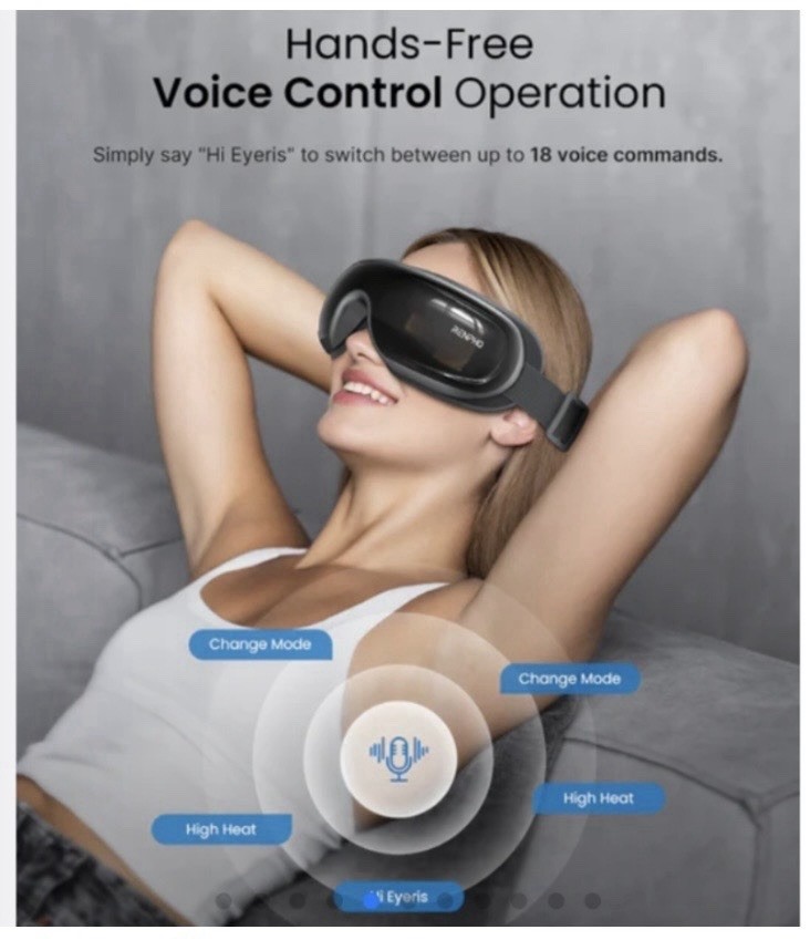 RENPHO Eyeris 3 Eye Massager Voice Control Improve Sleeping Quality Heated Black