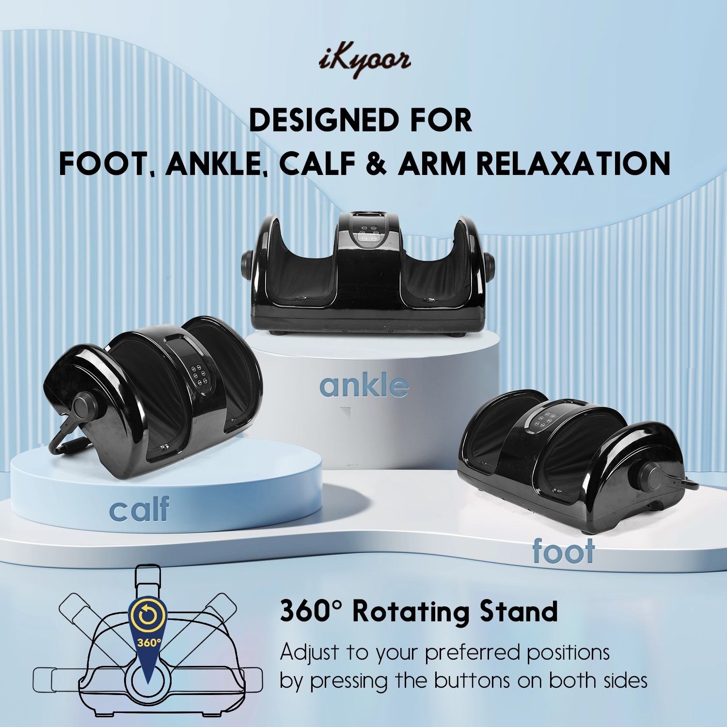 Foot Calf Massager Shiatsu Kneading Heated with 360° Adjustable Handle LEDScreen