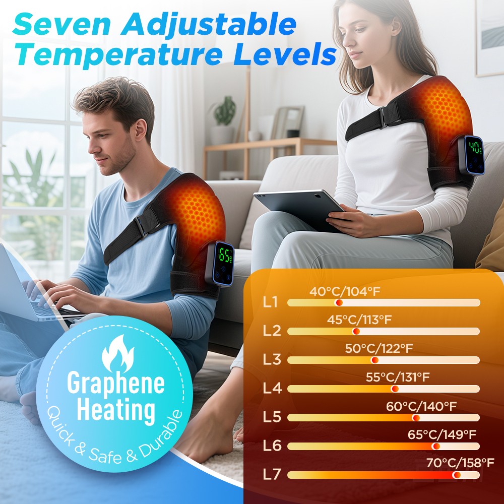 Electric Heated Shoulder Massager Arthritis Pain Relief Warm Therapy Pad Brace