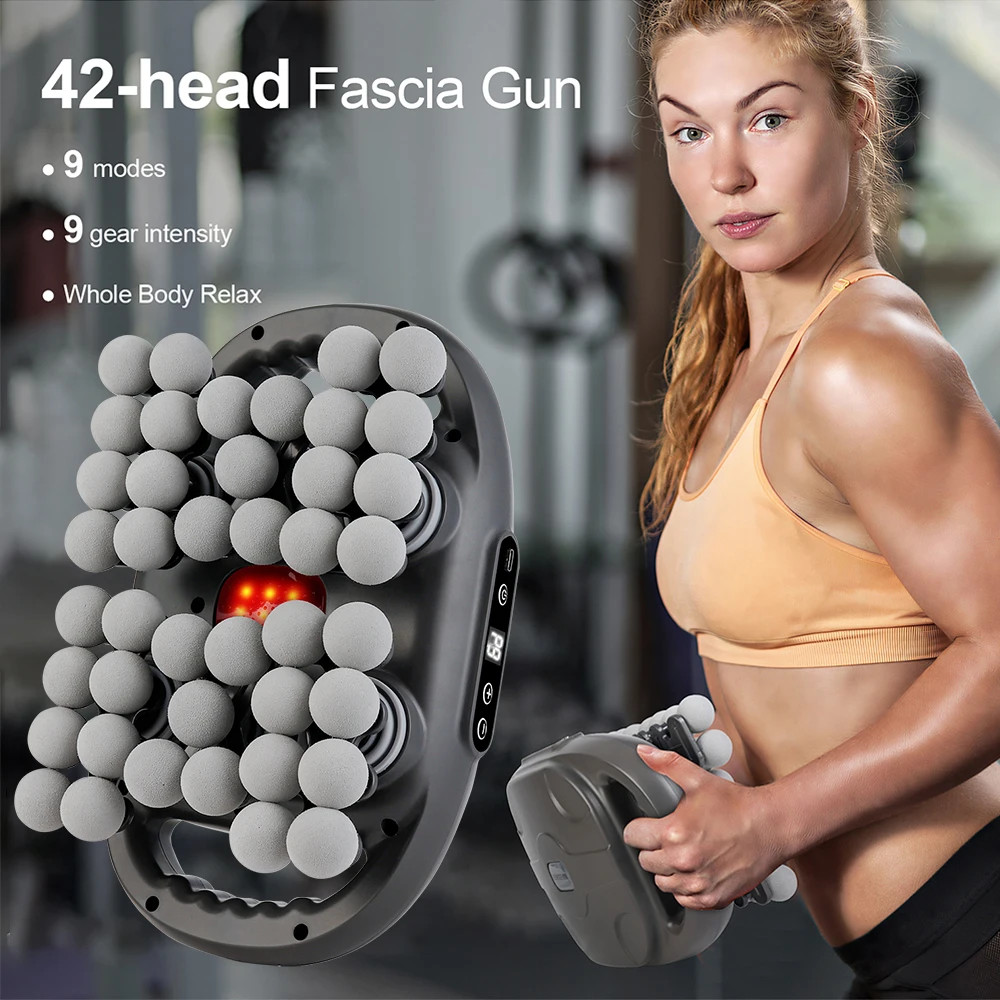 42-Head High-Frequency Vibration Fascia Gun Body Massage Back and Waist Massager