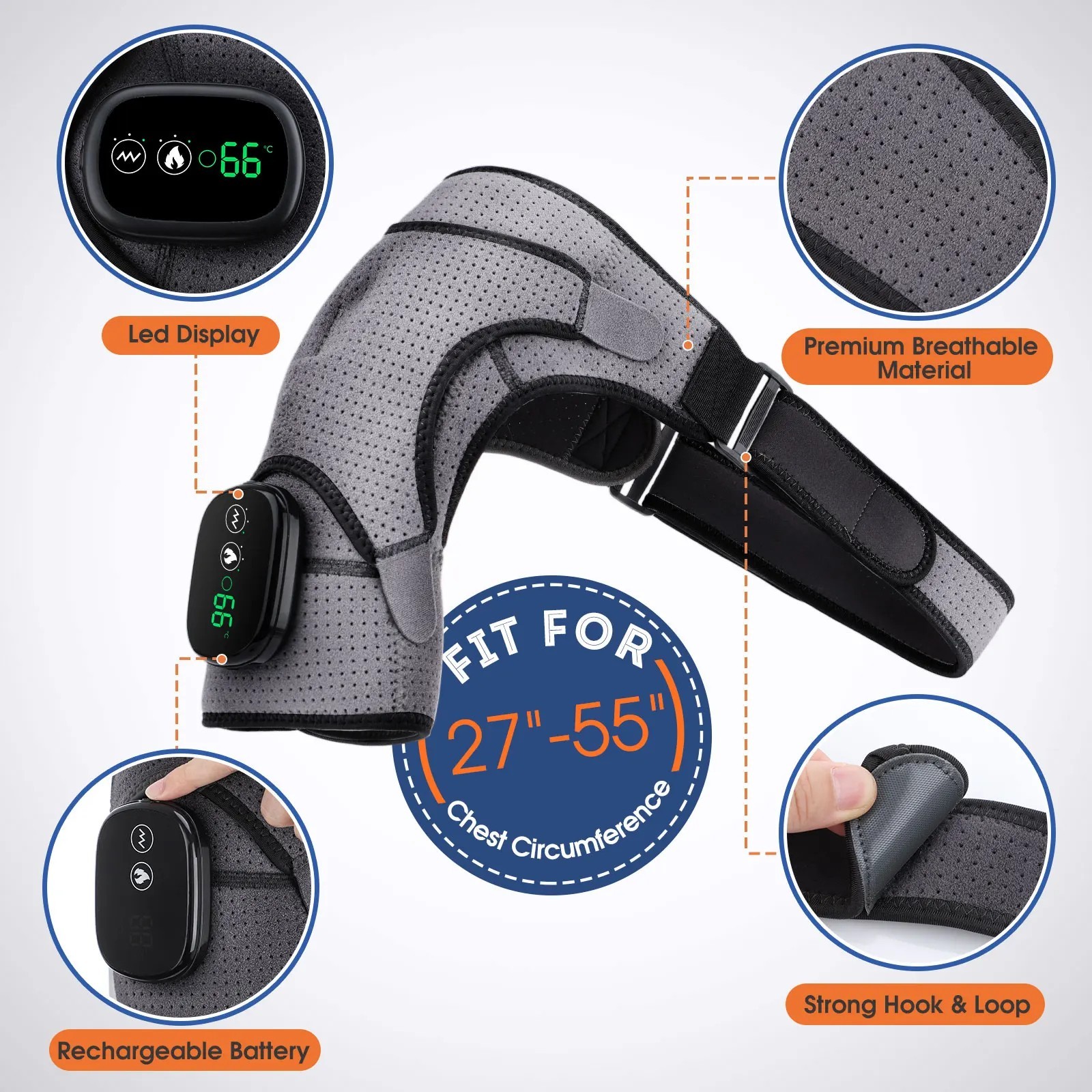 Heated Shoulder Massager With Vibration Massage Brace Joint Comfort Support