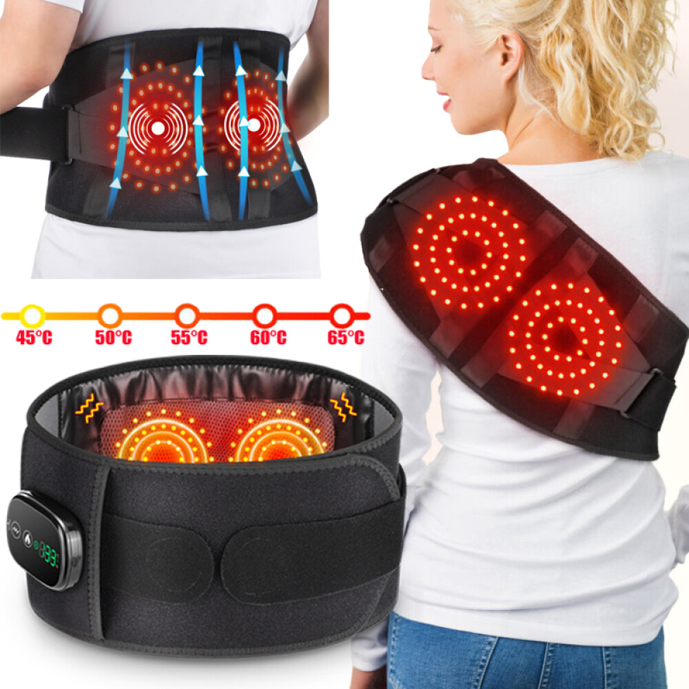 Electric Heating Pad Vibration Massage Waist Belt Back Pain Relief Support Brace