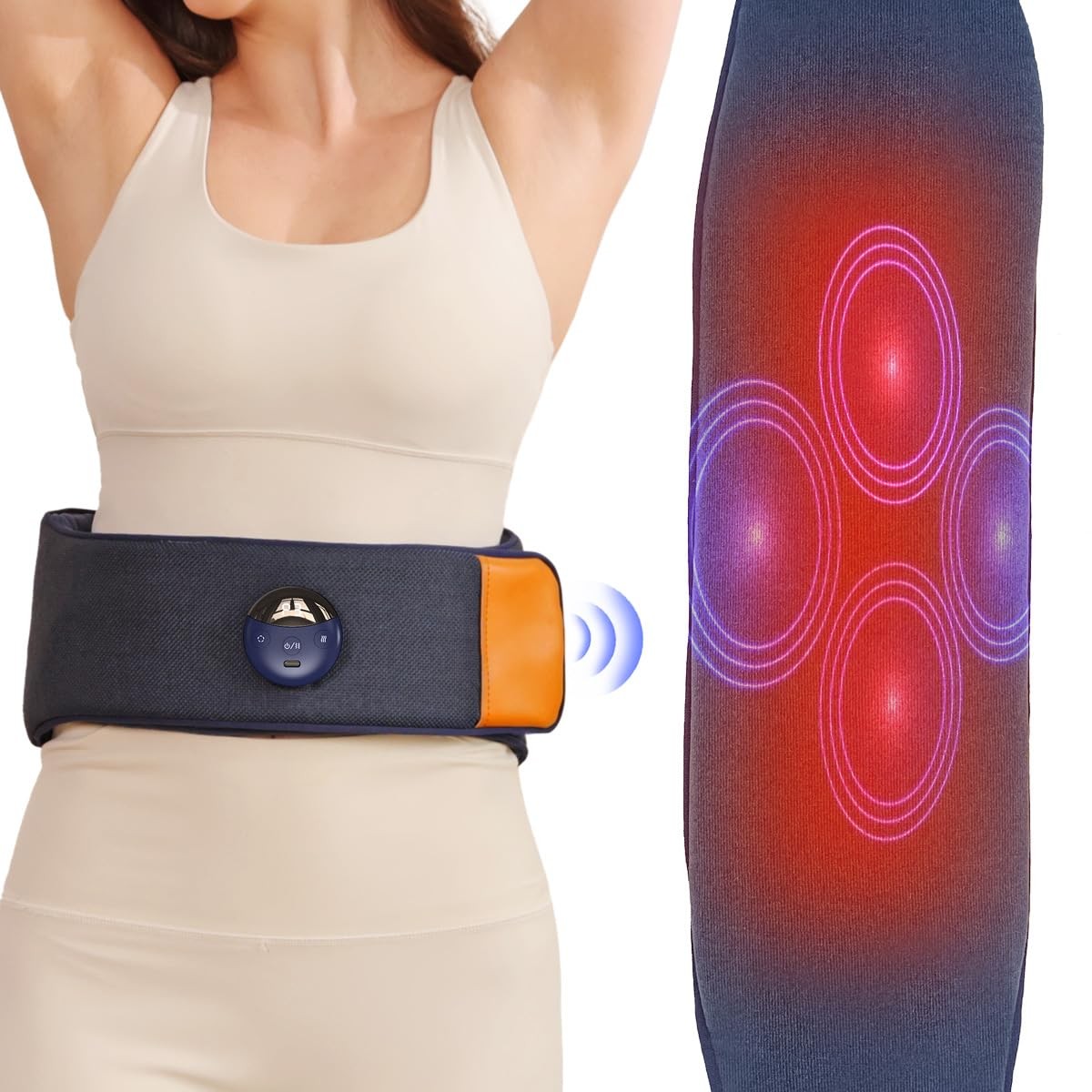 Heated Lumbar Massager with Inflatable Airbag Support, Vibration & Heat – 3-L…