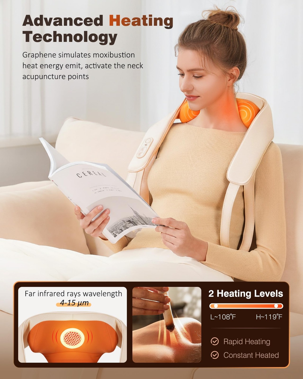 KNQZE Neck and Shoulder Massager with Heat, Cordless Back and Neck Massager, …