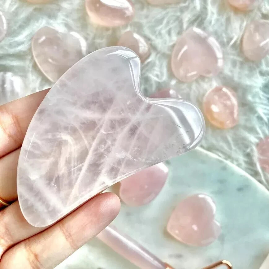 Rose Quartz Gua Sha Facial Tool Natural Stone Face Massage Scraping Tool Gift