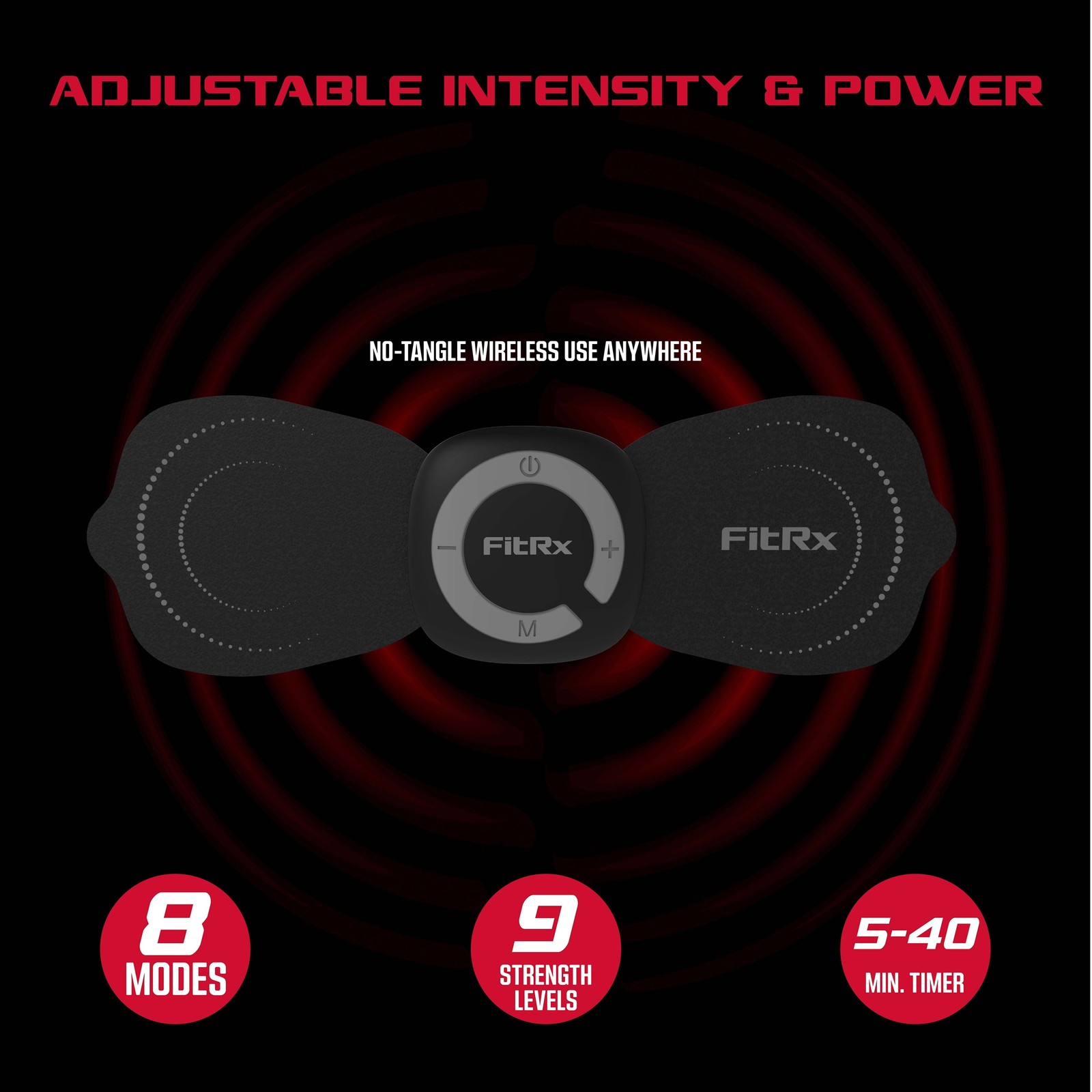 FitRx Electrode Wireless Massager – Rechargeable TENS Unit Muscle Stimulator