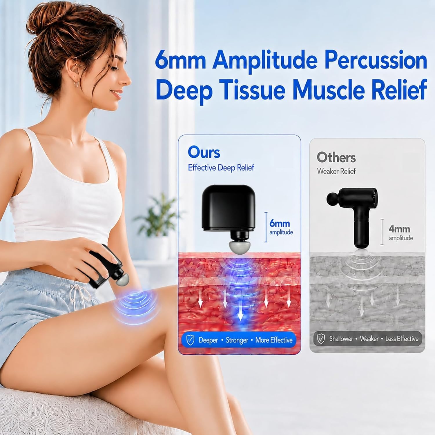 Pocket Mini Percussion Deep Tissue Massage Gun. 3 Heads. All-in-one Storage Case