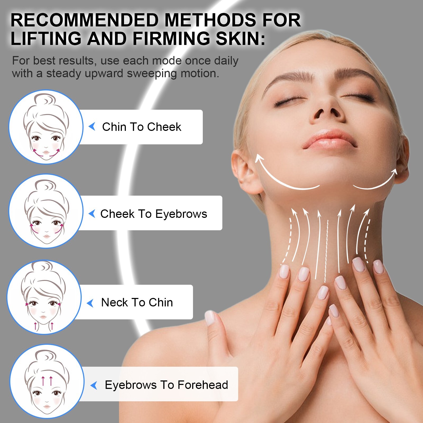 LED Facial Red Light Therapy for Face and Neck Massager Tool for Skin RF