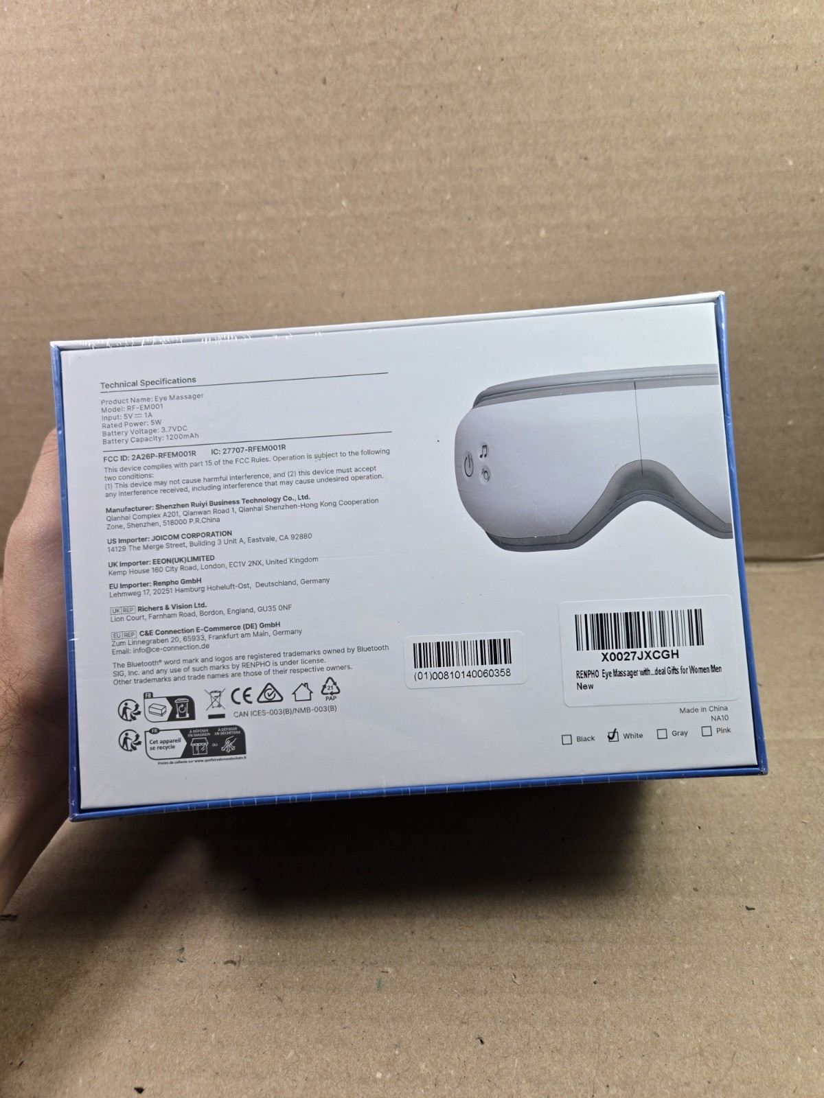 Renpho Eyeris 1 Massager Heat Music Therapy Device Brand New Factory Sealed