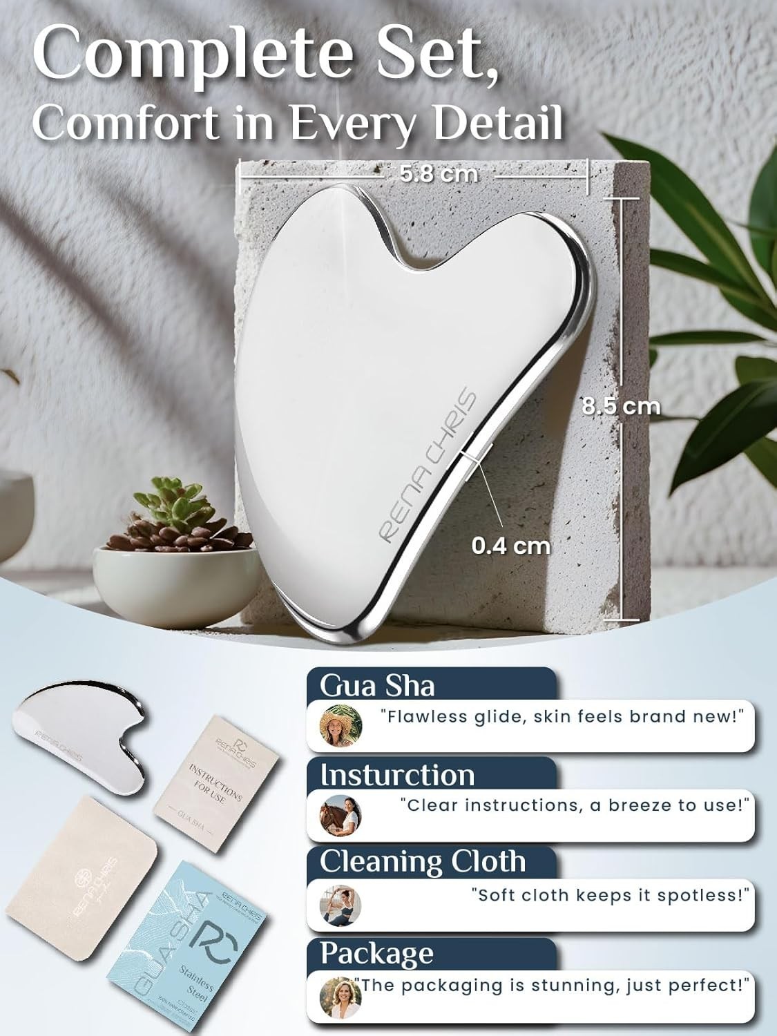 Gua Sha Facial Tools, Stainless Steel Guasha Tool for Acupuncture, Manual Massag