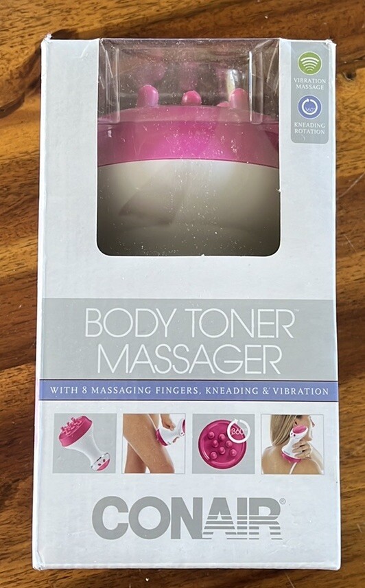 CONAIR Body Toner Massager~Kneads/Vibrates~8 Massaging Fingers W/Box~Pink/White
