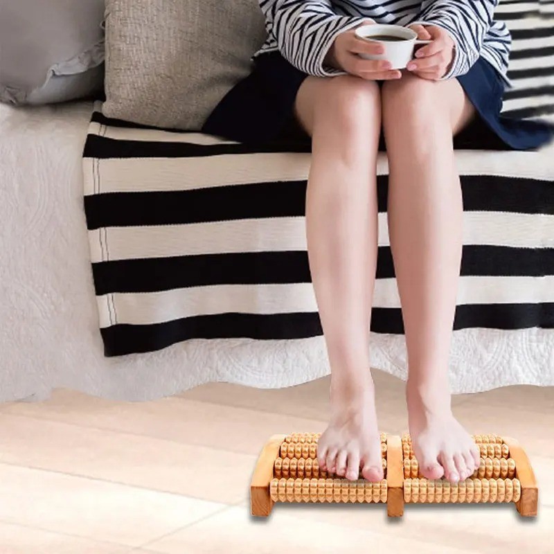 Wooden Roller Foot Massager Stress Relief Health Therapy Relax 5Roller US Seller