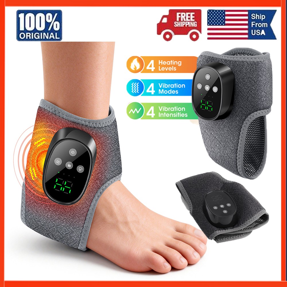 2XElectric Foot Ankle Massager Relieve Ankle Pain 4 Heat Levels 4 Vibration Mode