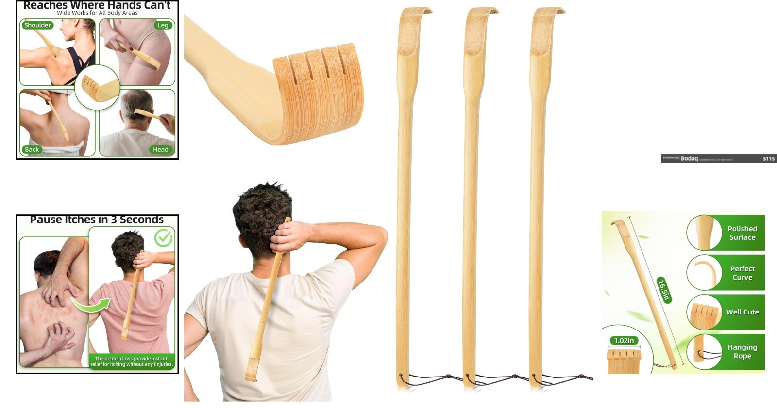 Elegant Bamboo Back Scratcher Set, 3 Pieces – Perfect Gift for Expecting Mothers
