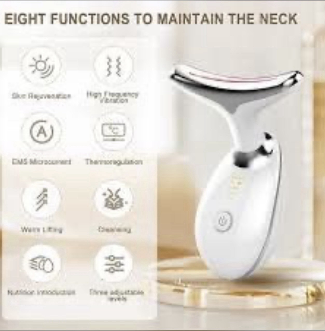 SCOPCK 7 Color Beauty Device for Face & Neck LED Light Therapy Massager Pink New