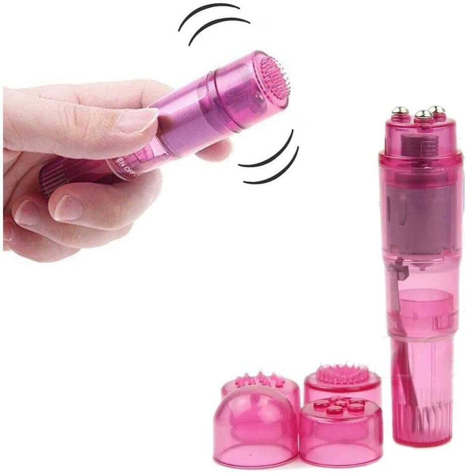 Mini Portable Small Vibrating Massage Body Tool 4 Heads Massager Pocket for Wome