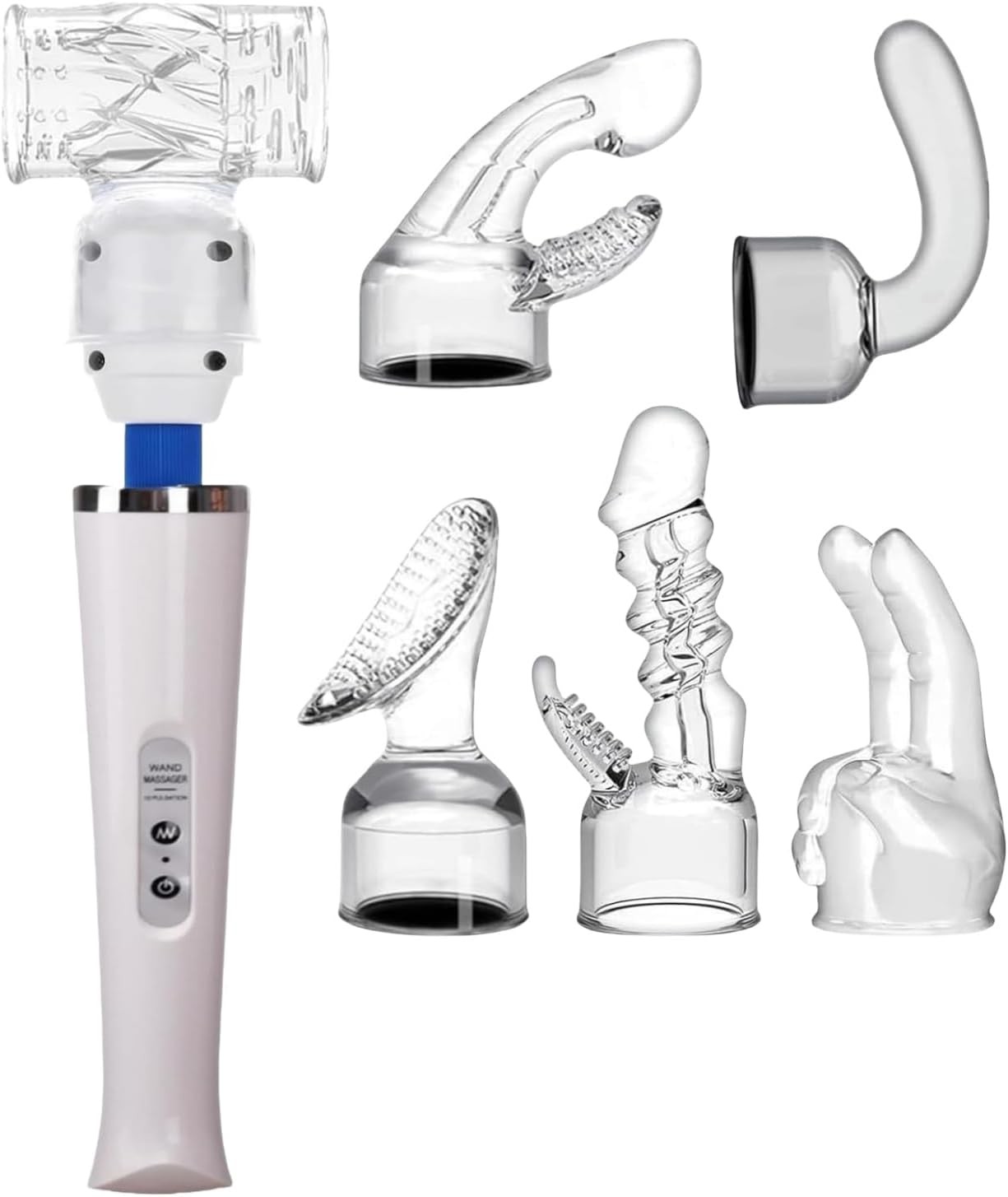 Wand Massage Vibrator Attachments Set, 6 Piece Handheld Accessories for Back Nec